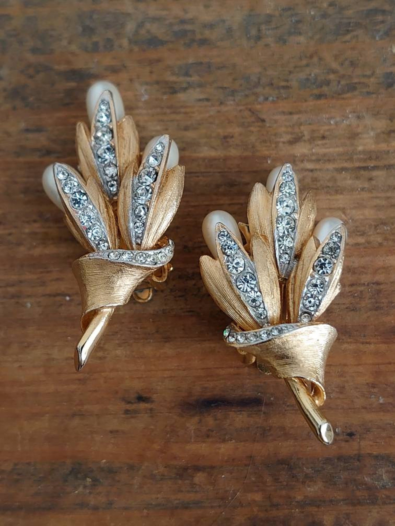 Vintage Marvella Clip on Earrings Diamante/faux Pearl Etsy Australia