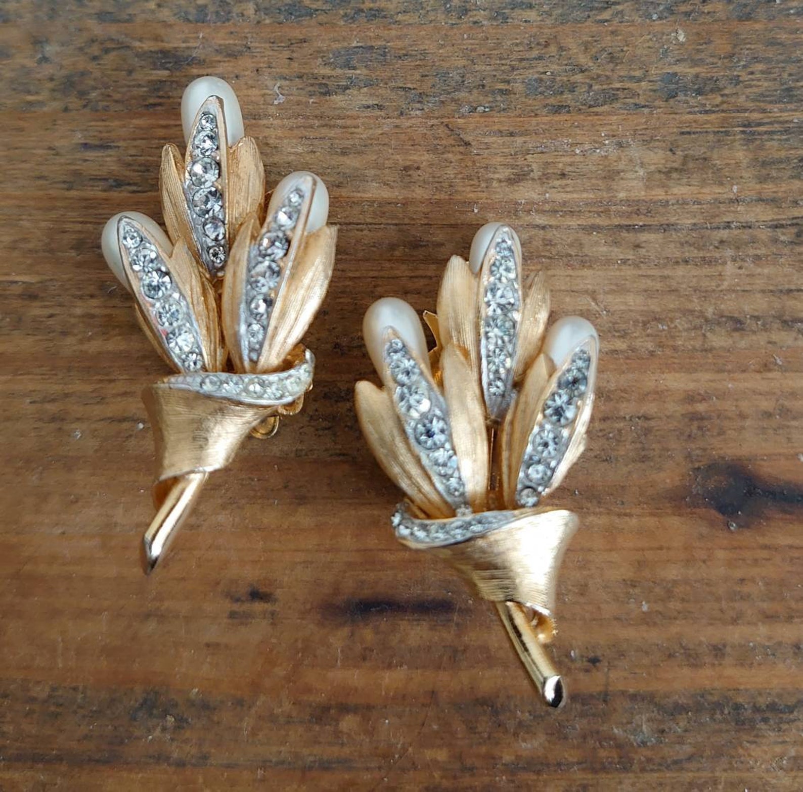 Vintage Marvella Clip on Earrings Diamante/faux Pearl Etsy Australia