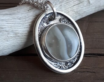 White Sea Marble Necklace, Sterling Silver