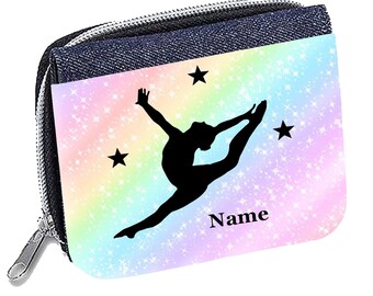 GIRLS NAMED GIFT BALLET DANCER PERSONALISED DENIM PURSE PRESENT LADIES