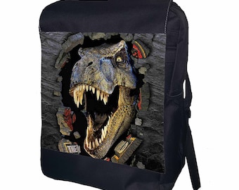 Personalised Dinosaur//T Rex Head Backpack//Rucksack//School Bag BLUE//RED//PINK