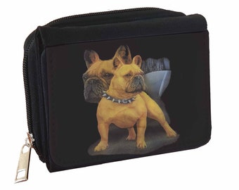 Bull Dog Design Leather Purse with Zipped Pocket RFID Safe Ladies Gift 047