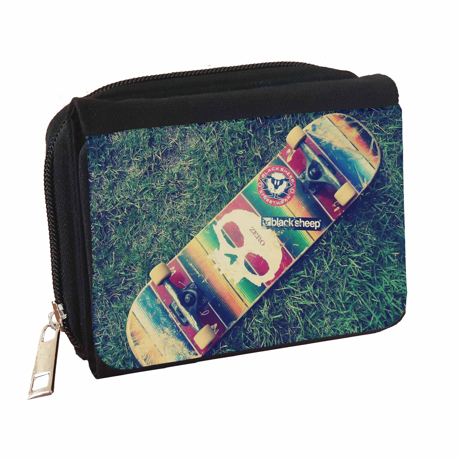 Skateboard 4 Black Denim Wallet Etsy