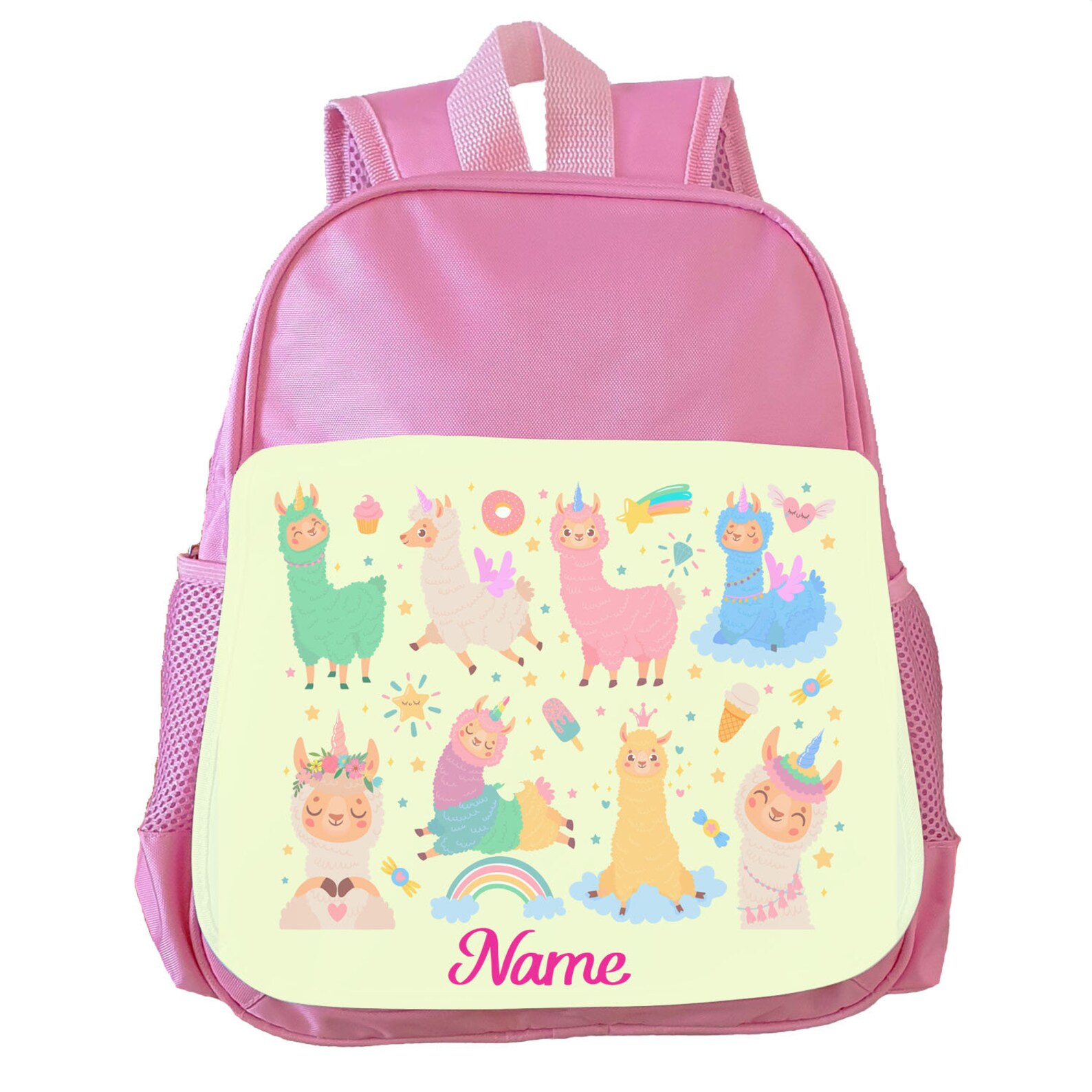 Personalised Cute Llama Unicorn Girls Kids Pink Backpack Etsy