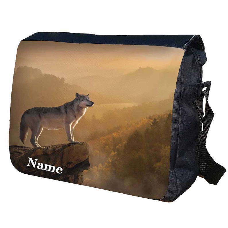 Wolf Personalised Messenger Shoulder Bag