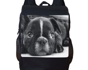 MONTOJ Bulldog Pattern Canvas Backpack Travel Campus Backpack MONTOJ Bulldog Pattern Canvas Backpack Travel Campus Backpack