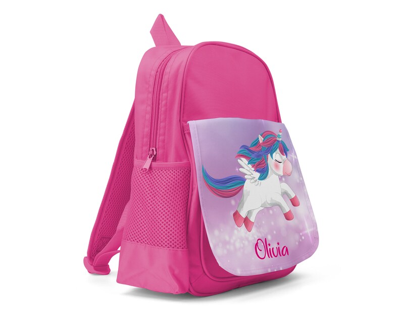 UNICORN School Bag Girls Backpack Kitten Kids Pink Rucksack Personalised KS194 