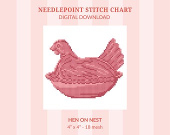 Hen on Nest Needlepoint Pattern - (Digital Chart Download)