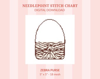 Zebra Print Purse Needlepoint Pattern - 18 Mesh (Digital Download)