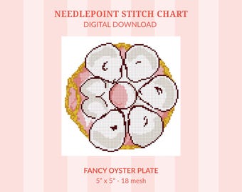 Fancy Oyster Plate Needlepoint Pattern (Digital Download)