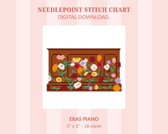 Eras Piano - 18 Mesh Needlepoint Chart (Digital Download)