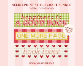 Needlepoint Bookmark Pattern Bundle Pack (3 Digital Chart Downloads)