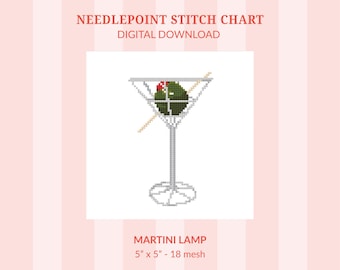 Vintage Martini Lamp Needlepoint Pattern - (Digital Download)