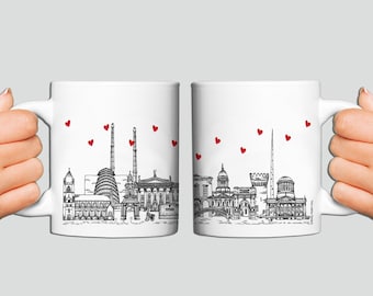 Mug Dublin en céramique, coeurs, monuments de Dublin