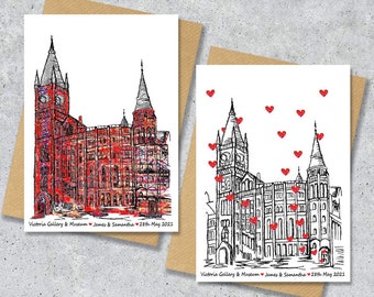 Victoria Gallery and Museum wedding day anniversary card Personalised University of Liverpool, A4 Print only, VGM