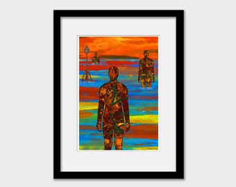 Impression d'art mural Crosby Iron Men, cadeau Liverpool