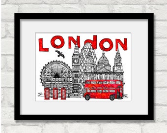 London town red bus print, Capital of England