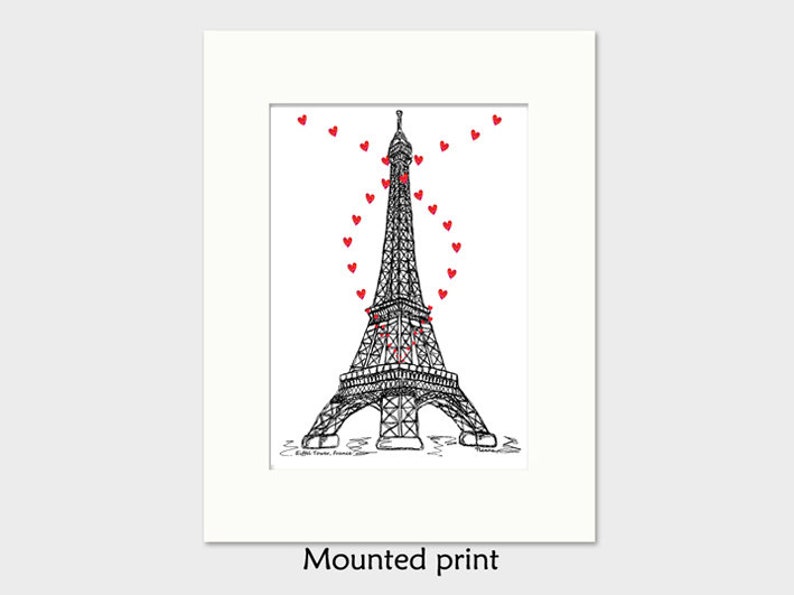 Impression d'art mural tour Eiffel, cadeau d'anniversaire de mariage de fiançailles à Paris, noir blanc rouge image 5