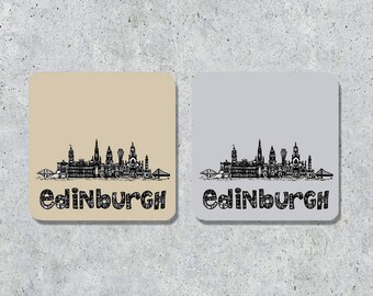 Edinburgh skyline coaster, Grey, Cement, Sandstone, keepsake, souvenir, gift