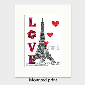Impression d'art mural tour Eiffel, cadeau d'anniversaire de mariage de fiançailles à Paris, noir blanc rouge image 4