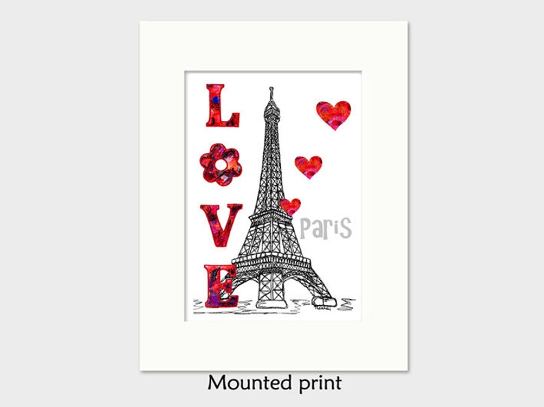 Impression d'art mural tour Eiffel, cadeau d'anniversaire de mariage de fiançailles à Paris, noir blanc rouge image 4