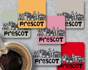Prescot skyline coaster, Keepsake, Memento, Housewarming gift, Souvenir, Gift for couple.