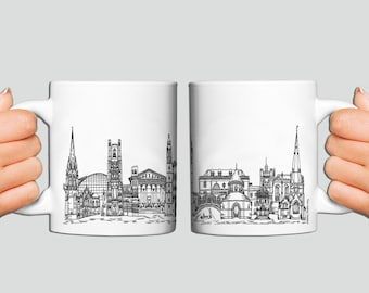 Mug en céramique Cambridge, noir et blanc, cadeau uni, monuments de Cambridge