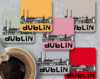 Dublin skyline coaster, Keepsake, Memento, Housewarming gift, Souvenir, Gift for couple.