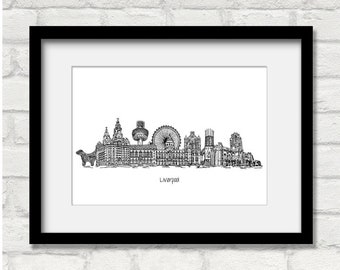 Black and white Liverpool print, Graduation, Personalised gift