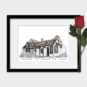 Impression personnalisée de lieu de mariage Gretna Green, cadeau d'anniversaire, coeurs, art mural ColourPrint