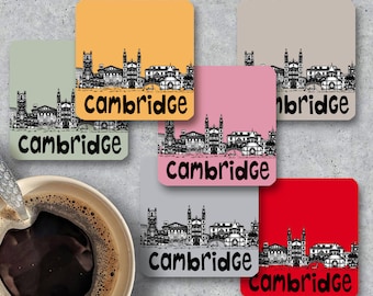 Cambridge skyline coaster, Keepsake, Memento, Housewarming gift, Souvenir, Gift for couple