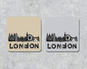 London skyline coaster, Grey, Cement, Sandstone keepsake, souvenir, gift