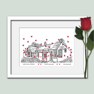 Impression personnalisée de lieu de mariage Gretna Green, cadeau d'anniversaire, coeurs, art mural image 9