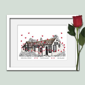 Personalised Gretna Green wedding venue print, Anniversary gift, hearts, Wall art afbeelding 7