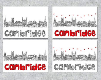 Cambridge Skyline Fridge Magnet, Uni keepsake, Memento, Souvenir, Wedding favour