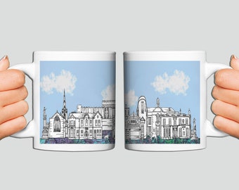 Mug en céramique Prescot, bleu, monuments du Merseyside, cadeau Prescot