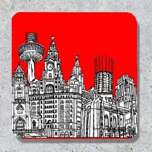 Liverpool city skyline coaster, keepsake, souvenir, gift afbeelding 1