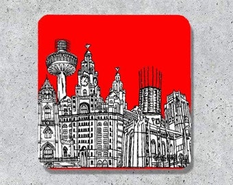 Liverpool city skyline coaster, keepsake, souvenir, gift