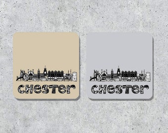 Chester skyline coaster, Grey, Cement, Sandstone, keepsake, souvenir, gift