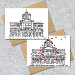 Liverpool Town hall wedding day anniversary venue card, Personalised, A4 Print only afbeelding 7