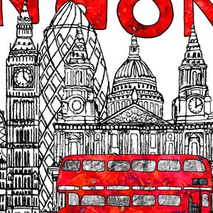 Impression d'art murale bus rouge de la ville de Londres, capitale de l'Angleterre, cadeau Londres image 6