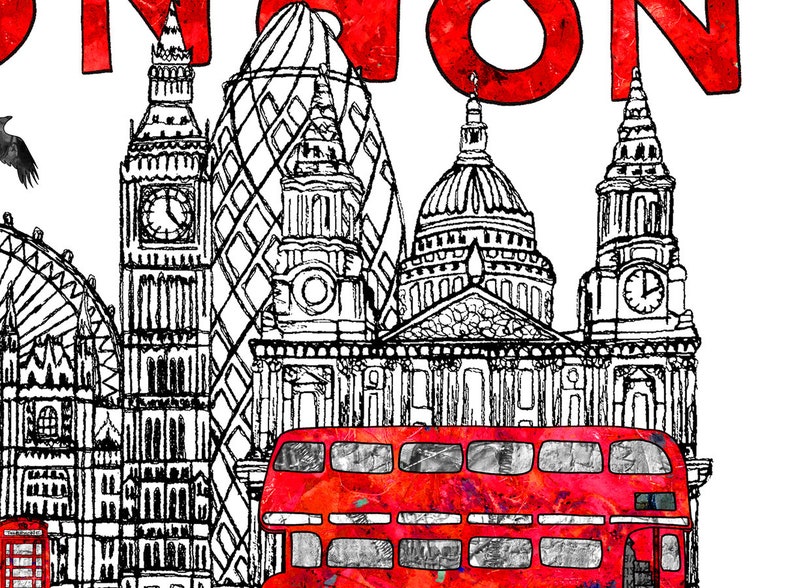 Impression d'art murale bus rouge de la ville de Londres, capitale de l'Angleterre, cadeau Londres image 6