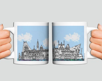 Kingston upon Hull ceramic mug, Blue, Hull landmarks