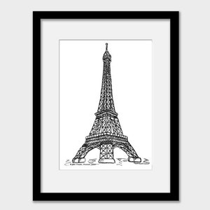 Impression d'art mural tour Eiffel, cadeau d'anniversaire de mariage de fiançailles à Paris, noir blanc rouge Black and white