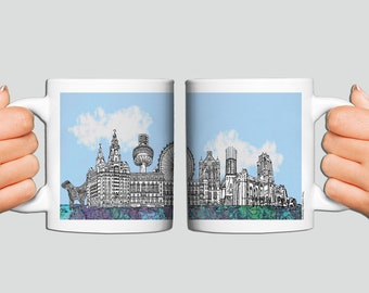 Tasse en céramique skyline de Liverpool, cadeau universitaire, monuments de Liverpool