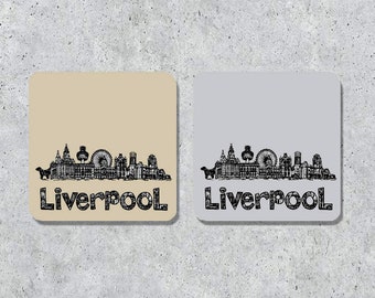 Liverpool skyline coaster, Grey, Cement, Sandstone, keepsake, souvenir, gift
