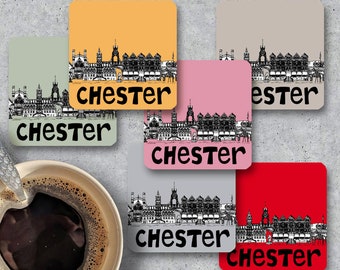 Chester skyline coaster, Keepsake, Memento, Housewarming gift, Souvenir, Gift for couple.