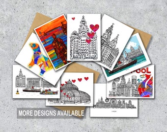 Liverpool iconic landmarks, A6 cards, A5 Prints, A4 Prints, Tina Leahey Designs