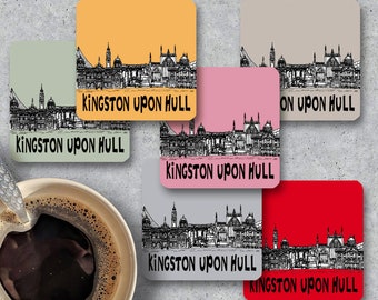 Kingston upon Hull skyline coaster, Keepsake, Memento, Housewarming gift, Souvenir, Gift for couple