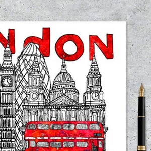 Impression d'art murale bus rouge de la ville de Londres, capitale de l'Angleterre, cadeau Londres image 4